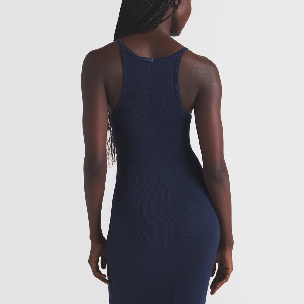 Skims Cotton Rib Long Cami Dress in Navy, Size XXS - Picture 4 of 9